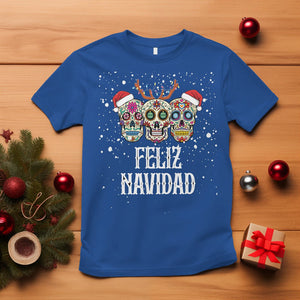 Christmas T Shirt Feliz Navidad Mexican Sugar Skulls Reindeer Santa TS09 Royal Blue Printyourwear