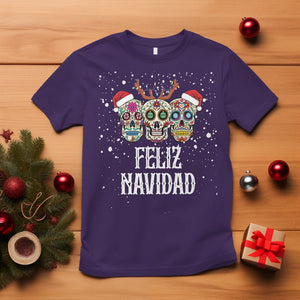 Christmas T Shirt Feliz Navidad Mexican Sugar Skulls Reindeer Santa TS09 Purple Printyourwear