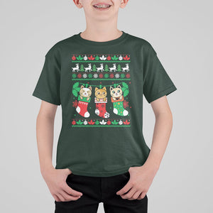 Christmas T Shirt For Kid Cute Cat In Sock Merry Catmas TS09 Printyourwear