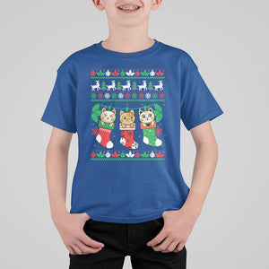 Christmas T Shirt For Kid Cute Cat In Sock Merry Catmas TS09 Printyourwear