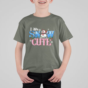 Christmas T Shirt For Kid I Am Snow Cute Snowman Winter Chilling TS09 Military Green Printyourwear