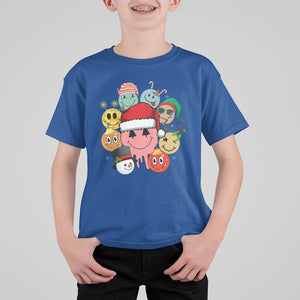 Christmas T Shirt For Kid Retro Groovy Xmas Tree Eye Face Reindeer Snowman Efl TS09 Royal Blue Printyourwear