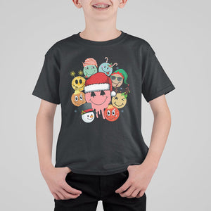 Christmas T Shirt For Kid Retro Groovy Xmas Tree Eye Face Reindeer Snowman Efl TS09 Black Printyourwear