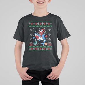 Christmas T Shirt For Kid Santa Riding Shark Diver Ocean Xmas Holiday TS09 Dark Heather Printyourwear