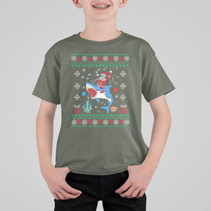 Christmas T Shirt For Kid Santa Riding Shark Diver Ocean Xmas Holiday TS09 Printyourwear