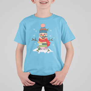 Christmas T Shirt For Kid Snowman Library Book Stack Winter Librarian TS09 Printyourwear