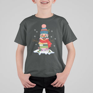 Christmas T Shirt For Kid Snowman Library Book Stack Winter Librarian TS09 Printyourwear