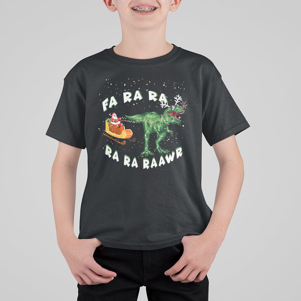 Christmas T Shirt For Kid Tree Rex Fa Ra Rawr T-Rex Dinosaur TS09 Military Green Printyourwear