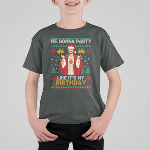 Christmas T Shirt For Kid We Gonna Party Like It's My Birthday Jesus TS09 Dark Heather Printyourwear