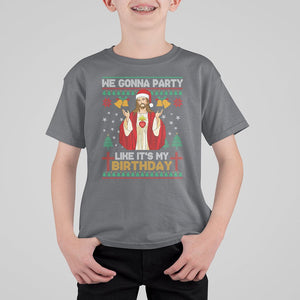 Christmas T Shirt For Kid We Gonna Party Like It's My Birthday Jesus TS09 Charcoal Printyourwear