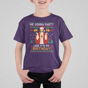 Christmas T Shirt For Kid We Gonna Party Like It's My Birthday Jesus TS09 Purple Printyourwear