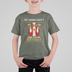 Christmas T Shirt For Kid We Gonna Party Like It's My Birthday Jesus TS09 Military Green Printyourwear