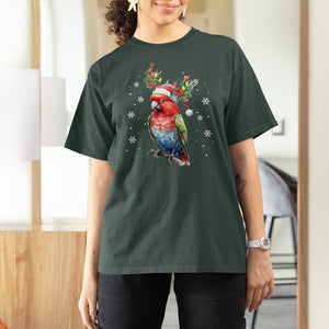 Christmas T Shirt For Women Cute Parot Reindeer Santa Hat TS09 Printyourwear