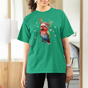 Christmas T Shirt For Women Cute Parot Reindeer Santa Hat TS09 Printyourwear