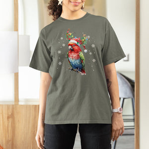 Christmas T Shirt For Women Cute Parot Reindeer Santa Hat TS09 Printyourwear