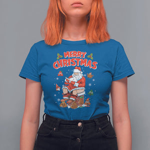 Christmas T Shirt For Women Funny Santa Pooping Down The Chimney TS09 Printyourwear