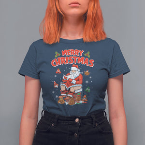 Christmas T Shirt For Women Funny Santa Pooping Down The Chimney TS09 Printyourwear