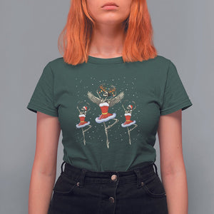 Christmas T Shirt For Women Skeleton Dancing Ballet Xmas Ballerina TS09 Dark Forest Green Printyourwear