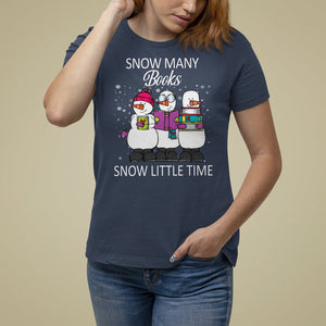 Christmas T Shirt For Women Snow Many Books Snow Little Time Winter Bookworm TS09 Navy Printyourwear