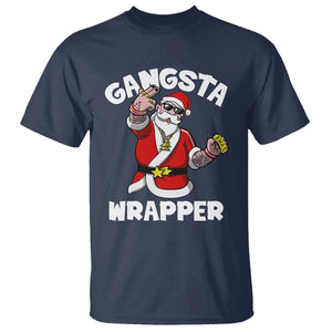 Christmas T Shirt Gangsta Wrapper Funny Santa Hip Hop TS09 Navy Printyourwear