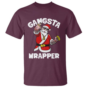 Christmas T Shirt Gangsta Wrapper Funny Santa Hip Hop TS09 Maroon Printyourwear