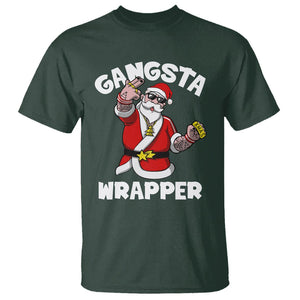 Christmas T Shirt Gangsta Wrapper Funny Santa Hip Hop TS09 Dark Forest Green Printyourwear