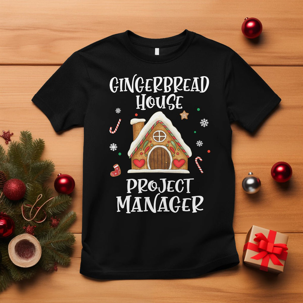 Christmas T Shirt Gingerbread House Project manager Decorating Baking TS09 Black Printyourwear