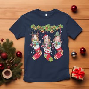 Christmas T Shirt Guinea Pig In Xmas Socks Cute Santa Hat TS09 Navy Printyourwear