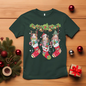 Christmas T Shirt Guinea Pig In Xmas Socks Cute Santa Hat TS09 Dark Forest Green Printyourwear