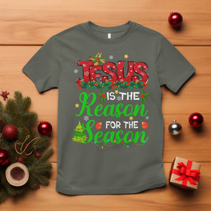 Christmas T Shirt Jesus Is The Reason For The Season TS09 Military Green Printyourwear