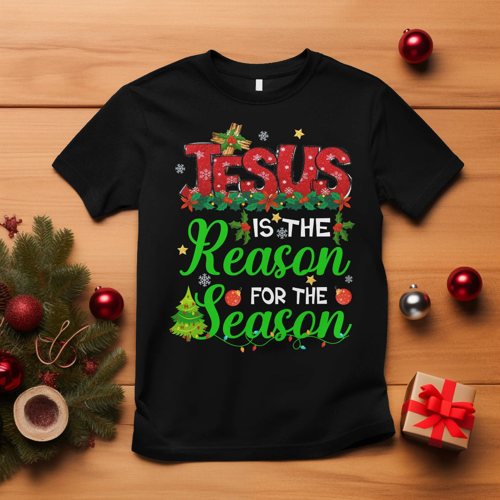 Christmas T Shirt Jesus Is The Reason For The Season TS09 Black Printyourwear