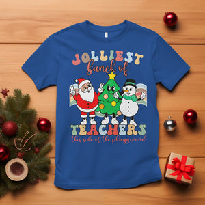 Christmas T Shirt Jolliest Bunch Of Teachers This Side Of The Playground TS09 Royal Blue Printyourwear