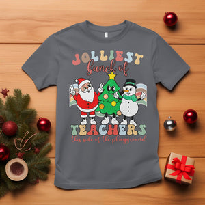 Christmas T Shirt Jolliest Bunch Of Teachers This Side Of The Playground TS09 Charcoal Printyourwear