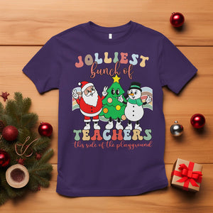 Christmas T Shirt Jolliest Bunch Of Teachers This Side Of The Playground TS09 Purple Printyourwear