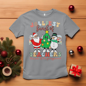 Christmas T Shirt Jolliest Bunch Of Teachers This Side Of The Playground TS09 Sport Gray Printyourwear