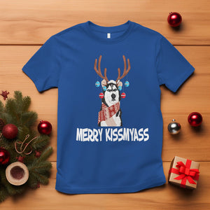 Christmas T Shirt Merry Kissmyasss Husky Reindeer Dog Lover TS09 Royal Blue Printyourwear