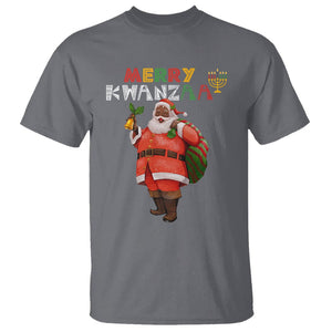 Christmas T Shirt Merry Kwanzaa African American Santa TS09 Charcoal Printyourwear