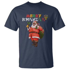 Christmas T Shirt Merry Kwanzaa African American Santa TS09 Navy Printyourwear