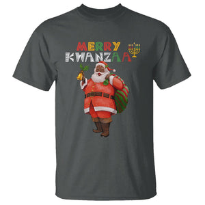 Christmas T Shirt Merry Kwanzaa African American Santa TS09 Dark Heather Printyourwear