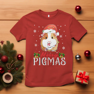 Christmas T Shirt Merry Pigmas Cute Guinea Pig Santa Hat TS09 Red Printyourwear