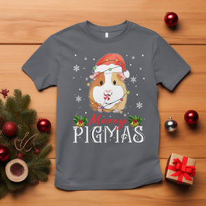 Christmas T Shirt Merry Pigmas Cute Guinea Pig Santa Hat TS09 Charcoal Printyourwear