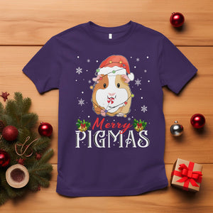 Christmas T Shirt Merry Pigmas Cute Guinea Pig Santa Hat TS09 Purple Printyourwear