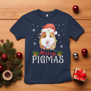 Christmas T Shirt Merry Pigmas Cute Guinea Pig Santa Hat TS09 Navy Printyourwear