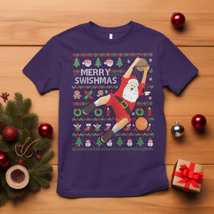 Christmas T Shirt Merry Swishmas Santa Baseketball Player TS09 Purple Printyourwear