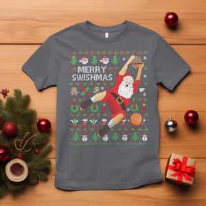 Christmas T Shirt Merry Swishmas Santa Baseketball Player TS09 Charcoal Printyourwear