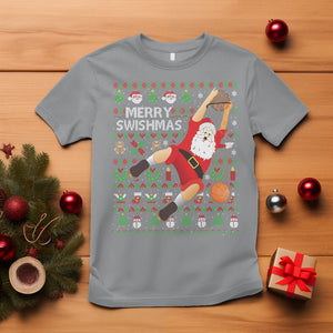 Christmas T Shirt Merry Swishmas Santa Baseketball Player TS09 Sport Gray Printyourwear