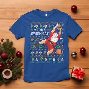 Christmas T Shirt Merry Swishmas Santa Baseketball Player TS09 Royal Blue Printyourwear