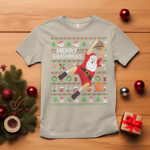 Christmas T Shirt Merry Swishmas Santa Baseketball Player TS09 Sand Printyourwear