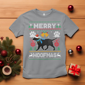 Christmas T Shirt Merry Woofmas Black Lab Dog Lover TS09 Sport Gray Printyourwear