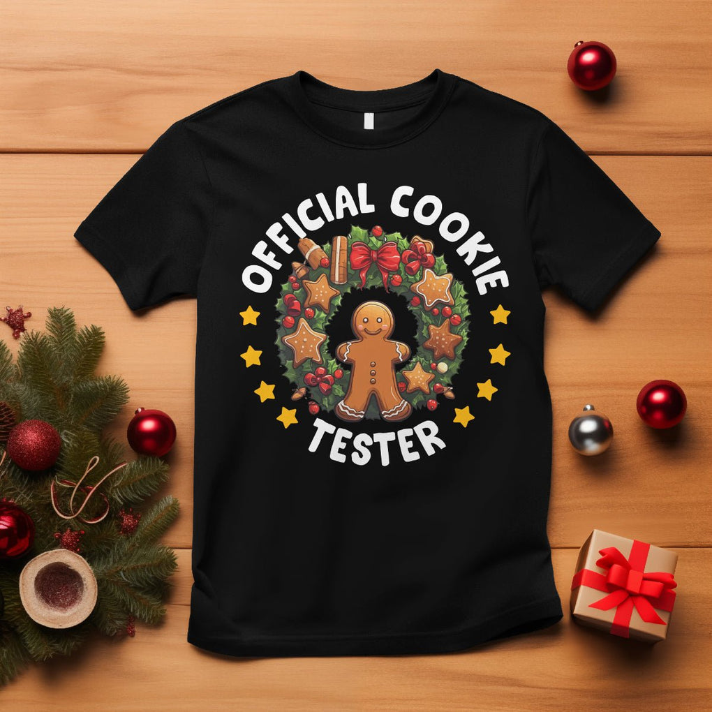 Christmas T Shirt Official Cookie Tester Baking Gingerbread Men TS09 Black Printyourwear